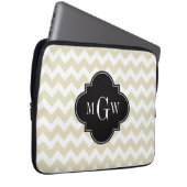 Beige Zickzack Schwarze Quarzfolie 3 Monogramm Laptopschutzhülle (Vorne Rechts)