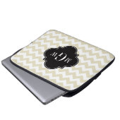 Beige Zickzack Schwarze Quarzfolie 3 Monogramm Laptopschutzhülle (Vorne Knopf)
