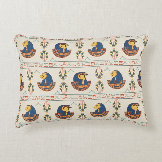 Beige Ziermuster Ägyptischer Tefnut Dekokissen (Vorderseite)