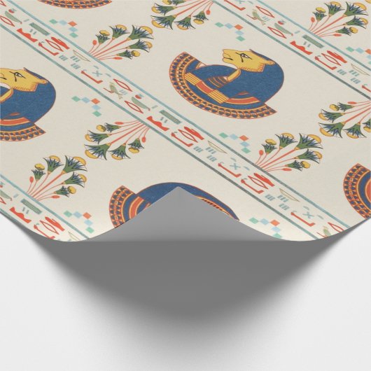Beige Ziermuster Ägyptischer Tefnut Geschenkpapier (Ecke)