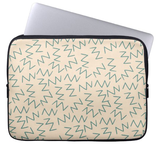 Beige Zig Zag Chic Laptopschutzhülle (Vorderseite)