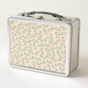 Beige Zig Zag Stilvoll und funktionell ausgestatte Metall Brotdose