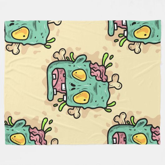 Beige Zombie Fleecedecke (Vorderseite (Horizontal))