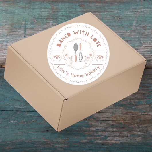 Beige Zuhause Bakery Business Sticker