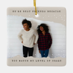 Beige Zwei-Foto-Schreibmaschine Bester Freund Ur Keramikornament
