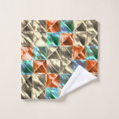 Beige, Zyan- und Korallenfliesen oder gefärbt Badhandtuch Set (Waschlappen)