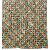 Beige, Zyan- und Korallenfliesen oder gefärbt Duschvorhang (Vorderseite)