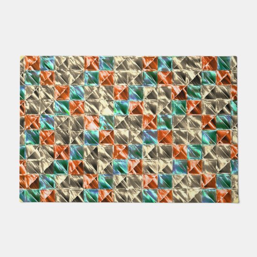 Beige, Zyan- und Korallenfliesen oder gefärbt Fußmatte (Vorderseite)