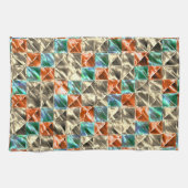 Beige, Zyan- und Korallenfliesen oder gefärbt Geschirrtuch (Horizontal)