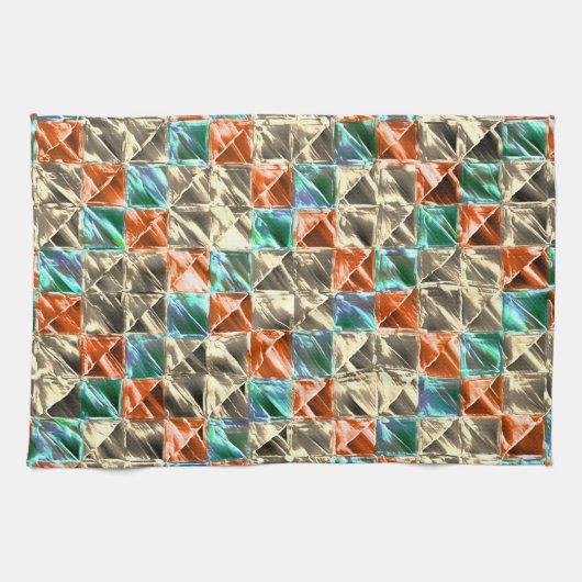 Beige, Zyan- und Korallenfliesen oder gefärbt Geschirrtuch (Horizontal)