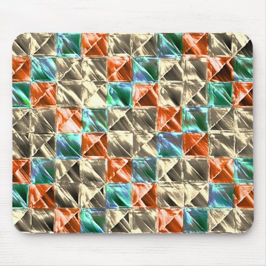 Beige, Zyan- und Korallenfliesen oder gefärbt Mousepad (Vorne)