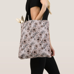 Beigefarbene Blume auf Tigerhintergrund Tasche