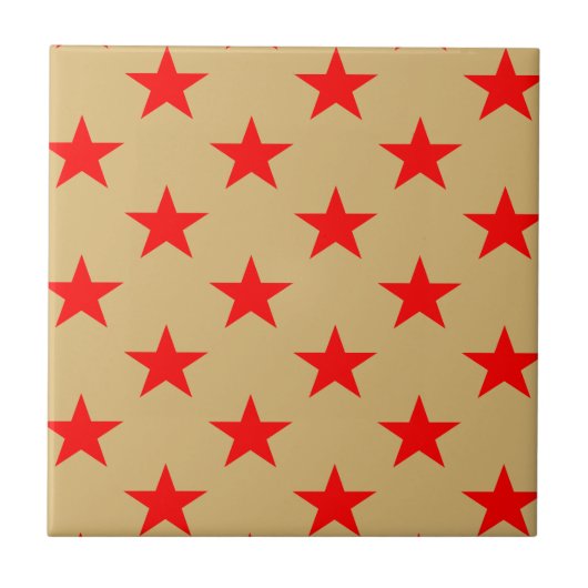 Beigefarbener Hintergrund und rote Sterne Fliese (Vorderseite)
