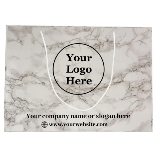 Beigefarbener Marmor Große Geschenktüte (Rückseite)