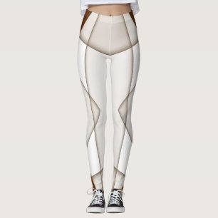 Beigefarbenes Dreieck mit Schatten, glatter Stil Leggings
