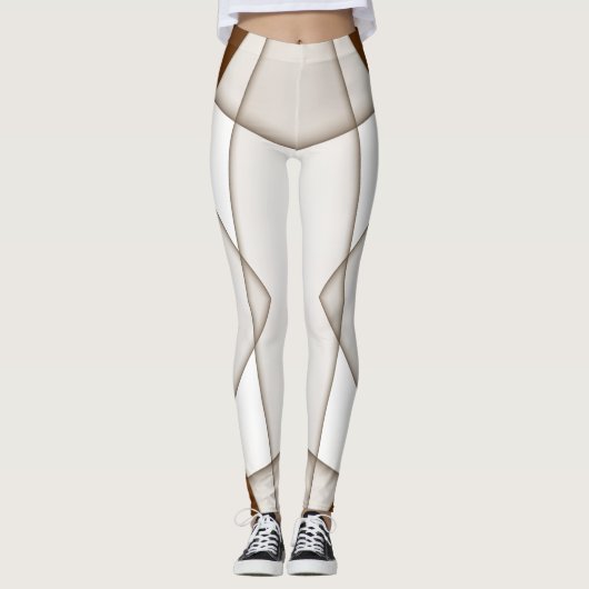 Beigefarbenes Dreieck mit Schatten, glatter Stil Leggings (Vorderseite)