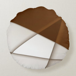 Beigefarbenes Dreieck mit Schatten, glatter Stil Rundes Kissen