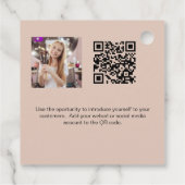 Beigefarbenes Logo Foto QR-Code hängen Geschenkanhänger (Rückseite)