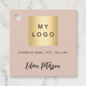 Beigefarbenes Logo Foto QR-Code hängen Geschenkanhänger (Vorderseite)