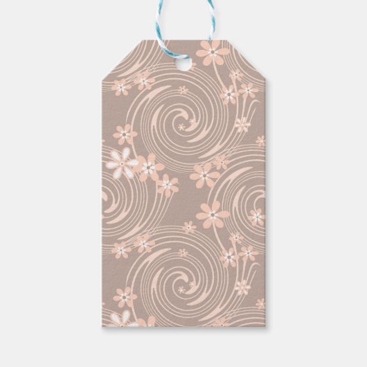 Beigefarbenes Muster Geschenkanhänger (Vorderseite)