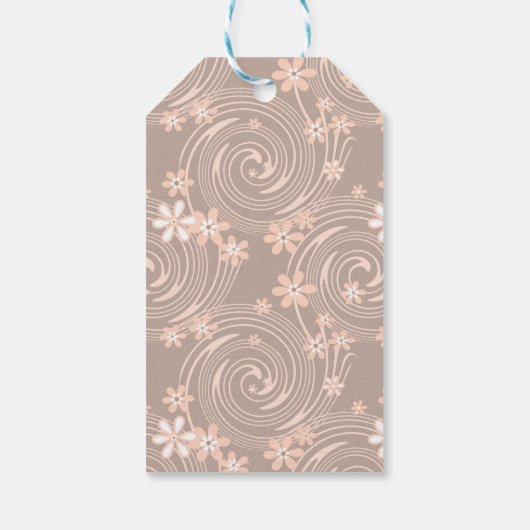 Beigefarbenes Muster Geschenkanhänger (Rückseite)