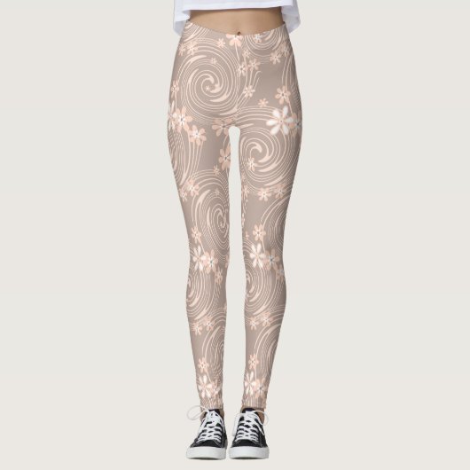 Beigefarbenes Muster Leggings (Vorderseite)