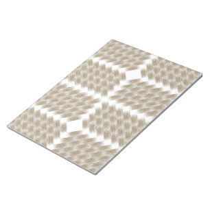 beigefarbenes und weißes kariertes Muster in Weiß Notizblock