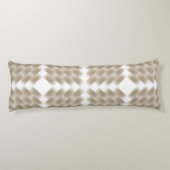 beigefarbenes und weißes kariertes Muster in Weiß Seitenschläferkissen (Rückseite)