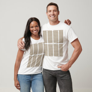 beigefarbenes und weißes kariertes Muster in Weiß T-Shirt