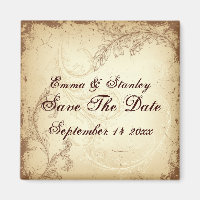 Beigefarbenes Vintages Blätterblatt Save the Date