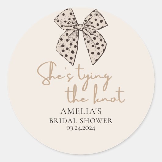 Beigenbogen Sie bindet das Brautparty des Knotens Runder Aufkleber (Vorderseite)