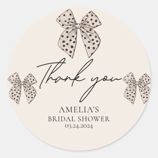 Beigenbogen Sie bindet das Brautparty des Knotens Runder Aufkleber (Vorderseite)
