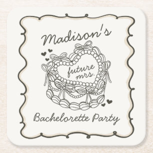 Beiger Bogen Retro Herz Coquette Torte Junggeselli Rechteckiger Pappuntersetzer