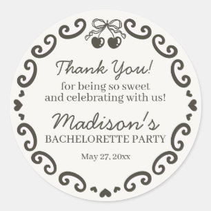 Beiger Bogen Retro Herz Coquette Torte Junggeselli Runder Aufkleber