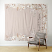 Beiger botanischer Blumengarten Hochzeitskulisse Wandteppich (Beispiel (Horizontal))