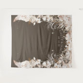 Beiger botanischer Blumengarten Hochzeitskulisse Wandteppich (Vorderseite (Horizontal))