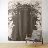 Beiger botanischer Blumengarten Hochzeitskulisse Wandteppich (Beispiel)