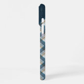 Beiger Braun Dunkelblauer Karo Gingham-Muster iPhone Hülle (Linke Seite)