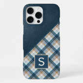 Beiger Braun Dunkelblauer Karo Gingham-Muster iPhone Hülle (Rückseite)