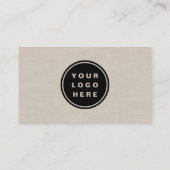Beiger Leinen Firmenlogo QR-Code Visitenkarte (Rückseite)