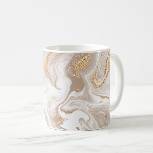 Beiger Marmor mit Glitzer Kaffeetasse (VorderseiteRechts)