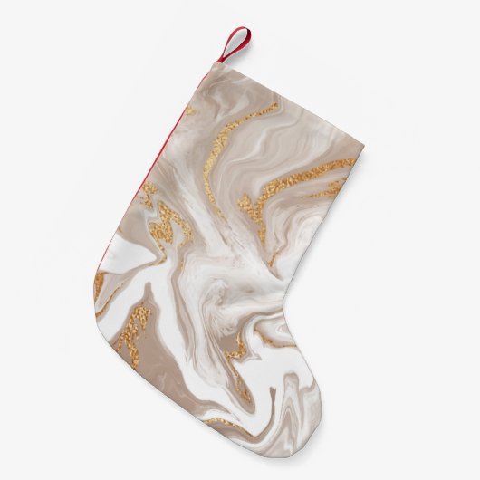 Beiger Marmor mit Glitzer Kleiner Weihnachtsstrumpf (Vorderansicht (hängend))