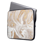 Beiger Marmor mit Glitzer Laptopschutzhülle (Vorderseite Links)