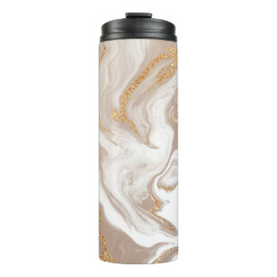 Beiger Marmor mit Glitzer Thermosbecher
