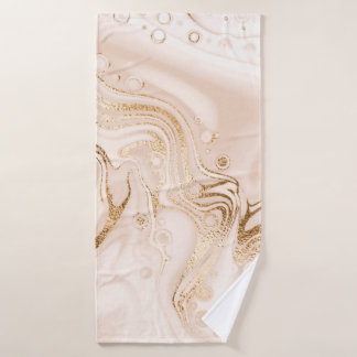 Beiger Marmor mit Goldplättchen aus Glitzer Badehandtuch
