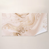 Beiger Marmor mit Goldplättchen aus Glitzer Badehandtuch (Badehandtuch)
