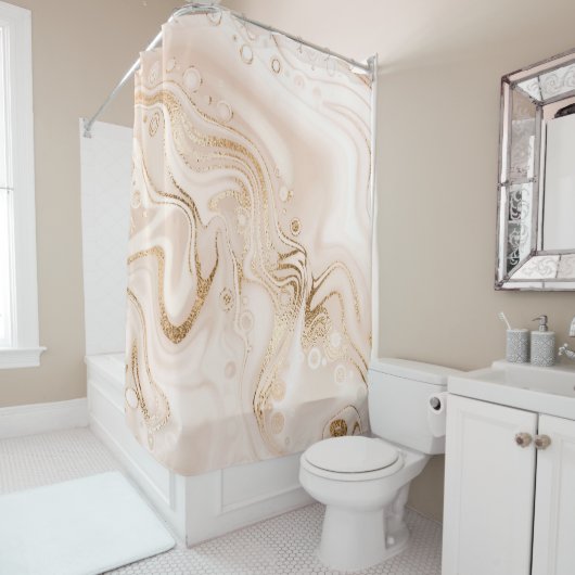 Beiger Marmor mit Goldplättchen aus Glitzer Duschvorhang (Beispiel)