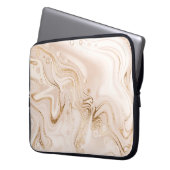 Beiger Marmor mit Goldplättchen aus Glitzer Laptopschutzhülle (Vorderseite Links)