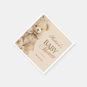 Beiger neutraler Teddybär-Blumenmuster Serviette (Ecke)
