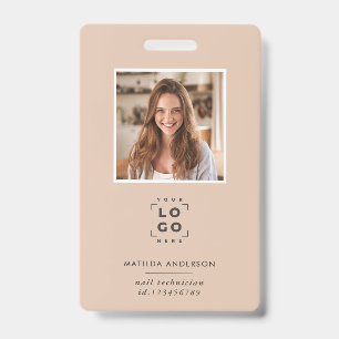 Beiger QR-Code moderne minimalistische Fotoabstrak Ausweis